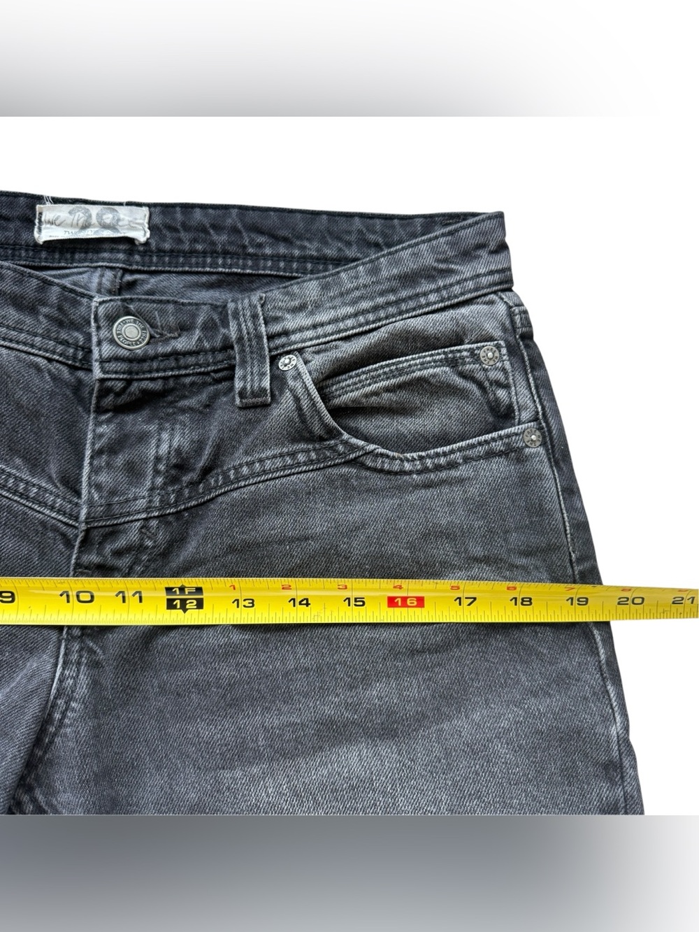 Free People We The Free Shelby Jeans 28 Black Flare Raw Hem Button Fly Denim Y2K - Picture 9 of 14